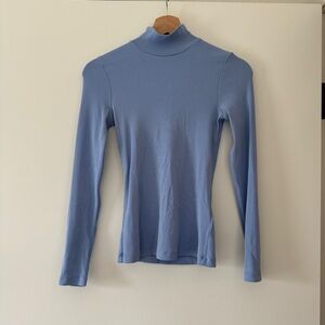 & Other Stories light blue bodycon mock neck long sleeve